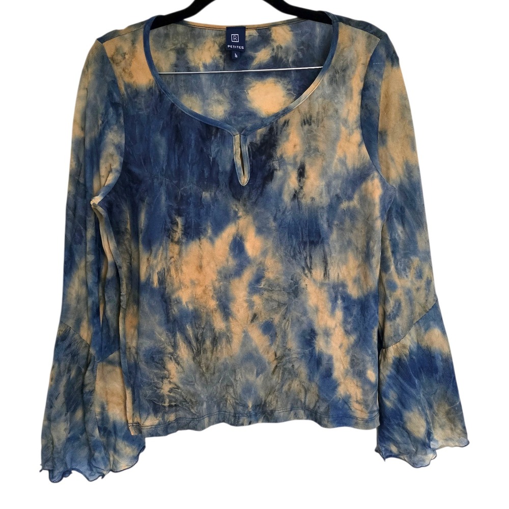 Y2K Reitmans R Petites Mesh Tie Dye Bell Sleeve‎ Top